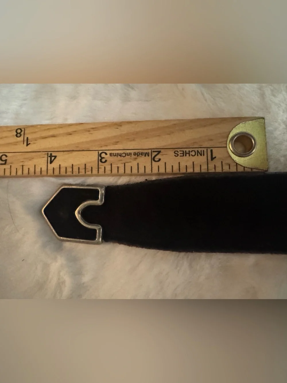 Vintage Streets Ahead Black Suede Belt Silver Buckle Embellished Made in USA